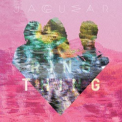 Albumcover JAGUWAR - Night Out, eine verpixelte Silhouette der Bandmitglieder vor ebenfalls verzerrtem pinken Hintergrund