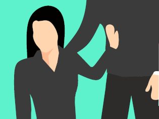 Grafik einer Frau, die sich von einem Mann wegdreht und ihn mit der Hand abweist