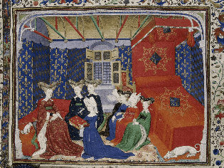 Gemälde Mittelalter Raum mit Personen
