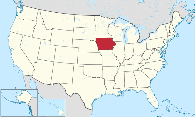 Der Bundesstaat Iowa im Nordosten der USA