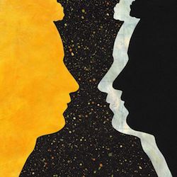 Tom Misch Cover; Grafik von Silhouetten von Gesichtern im Profil, die sich ansehen