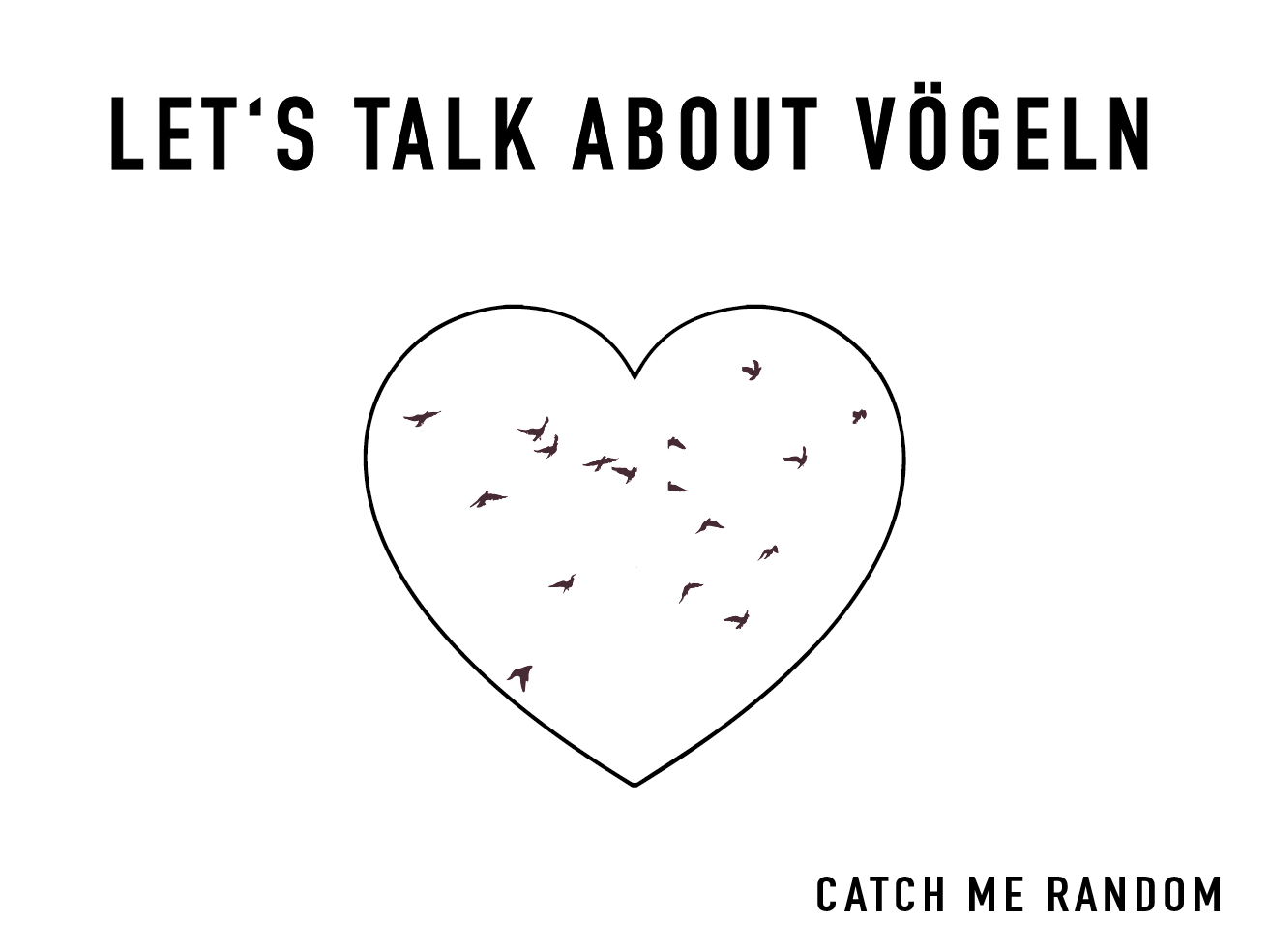 Minimalistische Grafik mit der Aufschrift "Let's talk about Vöheln" der Kolumne "Catch me random".