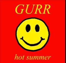 Cover von GURR - Hot Summer ; ein lächelnder gelber Smiley auf rotem Hintergrund