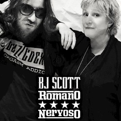 BJ Scott, Romano Nervoso; Schwarzweiß-Foto von einem weißen Mann mit Sonnenbrille und einer weißen Frau